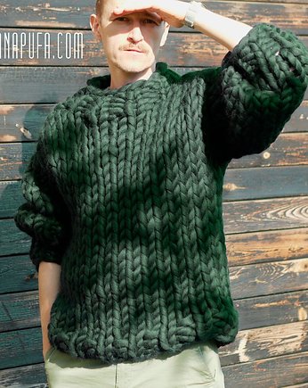 Sweter na grubych drutach 100% wełna