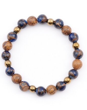 Elegancki Granat z jaspisem Kalahari 8mm - bransoletka z kamieni naturalnych