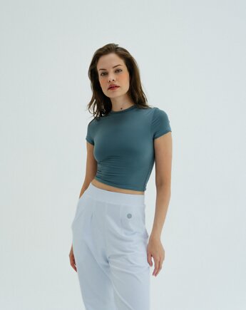 Koszulka treningowa do jogi, pilates, fitness TIMELESS - metallic grey