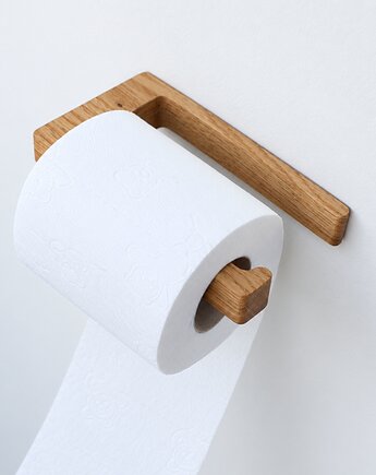 Dębowy uchwyt na papier toaletowy montowany na klej