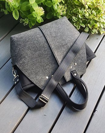 Torebka filcowa szeroka - organizer do torebki z siatki dystansowej - grafitowa, Beltrani