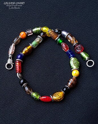 Vintage style elegancki naszyjnik ze szkła weneckiego multicolor Prezent lux, Galeria Limart