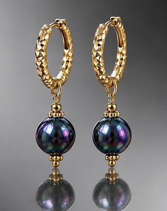 Pearls /navy blue / vol. 6 - kolczyki pozłacane /12.01.26/