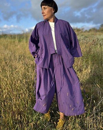 Żakardowy komplet Purple - kimono i kuloty