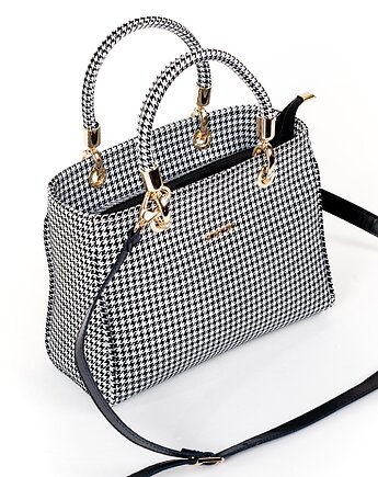 Skórzany kuferek -  czarno-biała pepitka  (7042), BOSCCOLO