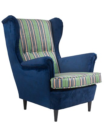 Fotel uszak Cambridge we wzory, kolorowy, patchwork, welurowy