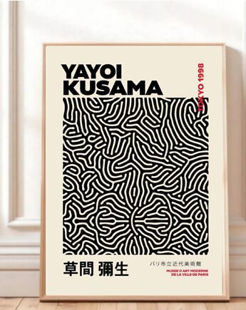 PLAKAT dekoracyjny , abstrakcja Yayoi Kusama, grafika japońska