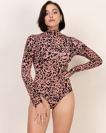 Wiskozowe BODY z golfem - leopard