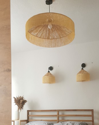 Lampa wisząca boho raffia, frędzle