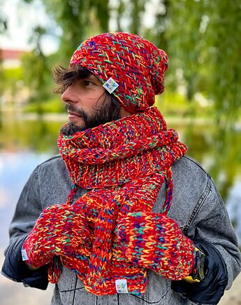 Męska czapka MERINO 50% EXPLORER ,,Czerwienie"