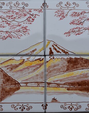 Kafle ręcznie malowane góra Fuji, Kobaltowa Sroka