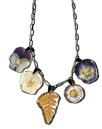 Naszyjnik botaniczne opowieści, kwiaty biżuteria