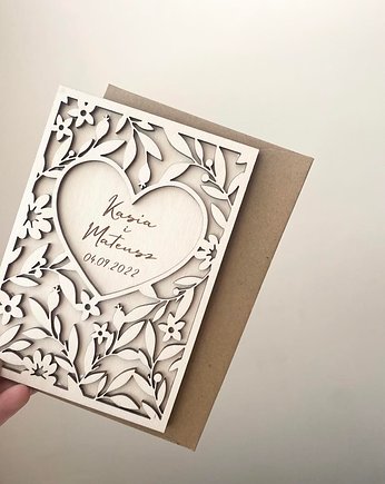 Kartka ślubna/ kartka na ślub, dla pary młodej AŻUROWA