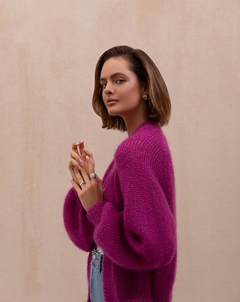 Kardigan Balloon mohair reglan fuksja