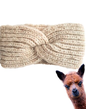 Wełniana opaska handmade z alpaki i merino, ciepła, miękka, niegryząca