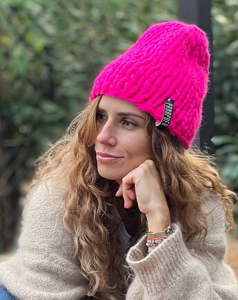 100% MERINO CZAPKA neon