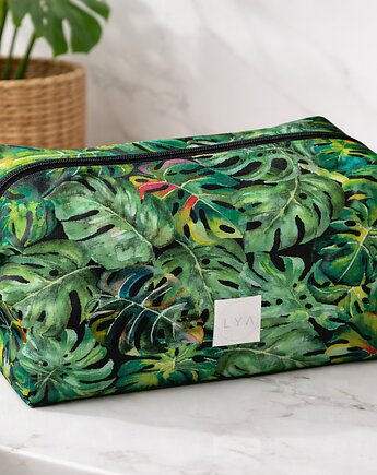Kosmetyczka kuferek duża saszetka wodoodporna etui organizer liście monstera