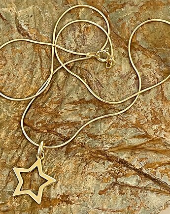 Łańcuszek pozłacany z gwiazdką, Gwiazdka na Święta, prezent dla Niej, Ade Art