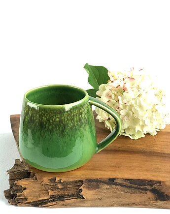 Kubek Beczułka ręcznie robiony zielony 320 ml  - Natura, Ceramika Tyka