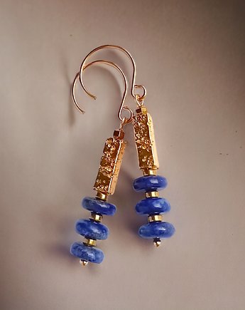 EFEKTOWNE kolczyki : lapis lazuli, lawa : granat i złoto