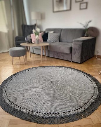 Okrągły dziergany dywan ,dywan sznurkowy 180cm, Knitting Factory