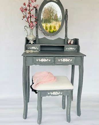 Toaletka kosmetyczna z dużym lustrem, shabby chic