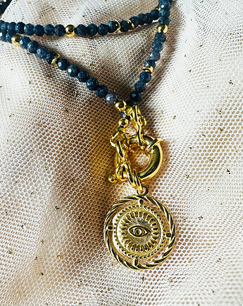 BLUES- naszyjnik z SZAFIRÓW ze złotym okiem, Anemon Atelier