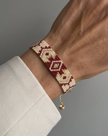 Evil eye - złota bransoletka z koralików Miyuki - ornamental
