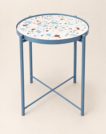 Blat do stolika kawowego IKEA GLADOM Ø45 cm - Lastryko Off White + Baby Blue