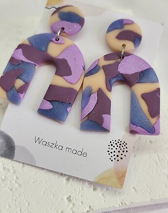 Kolczyki marmurek wiszące fioletowe