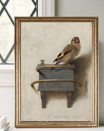 Szczygieł Fabritius, vintage obraz, malarstwo holenderskie