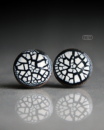 Kolczyki ceramiczne Spękane 11mm/stal chirurgiczna/