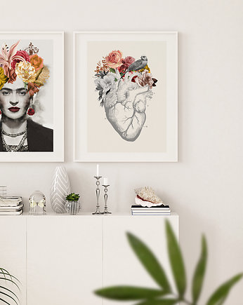 Dyptyk_ Frida i anatomiczne serce, kwiaty