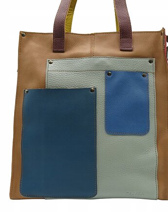 Torebka damska na ramię, shopper, duża, pojemna, mieści A4 skórzana OLIVKA, Olivka Warsaw