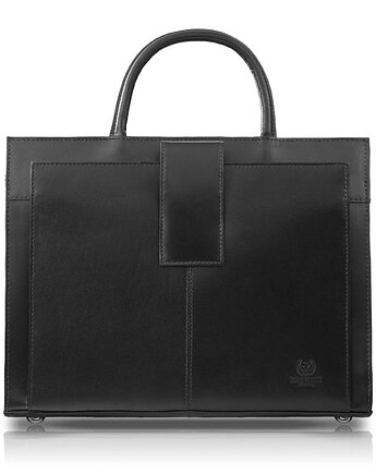 Torebka damska skórzana aktówka A4 do ręki i na ramię skóra licowa czarna, Paolo Peruzzi