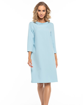 Elegancka sukienka z tkaniny, T245, jasnoniebieska
