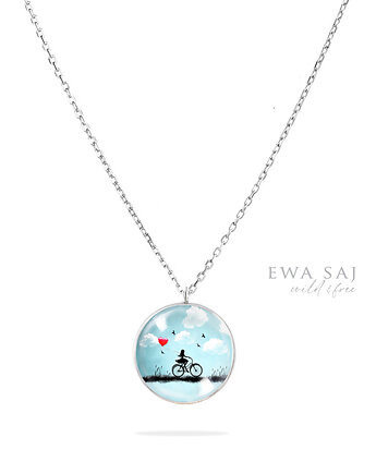 Star Girl Love Rower naszyjnik stalowy 20 mm