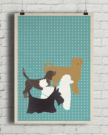 Psy na spacerze - plakat fine art