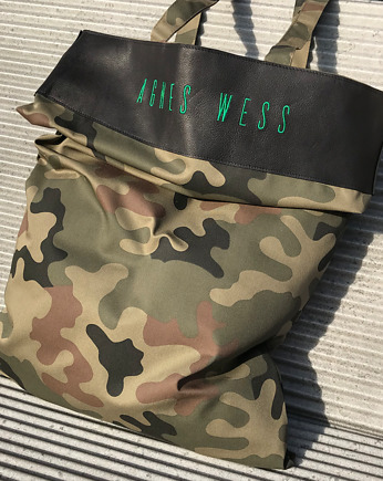 Torba typu shopper z grubej tkaniny i skóry, AGNES WESS