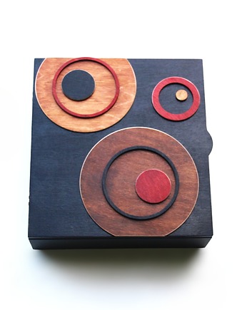 Szafka na klucze - geometryczny ornament - drewniany organizer na klucze