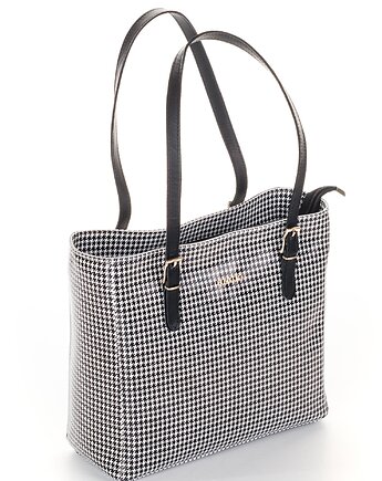 Skórzany Shopper -  czarno-biała pepitka  BOSCCOLO  (7066)