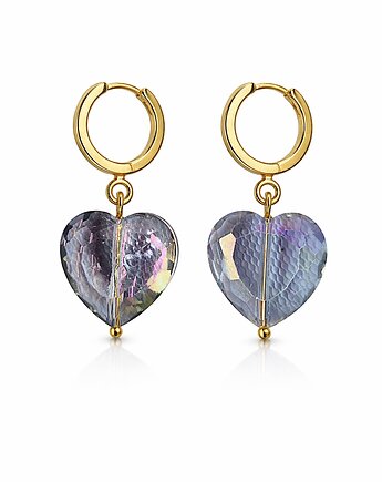 Kolczyki STORMY HEARTS- srebro 925 złocone 24K, Swarovski