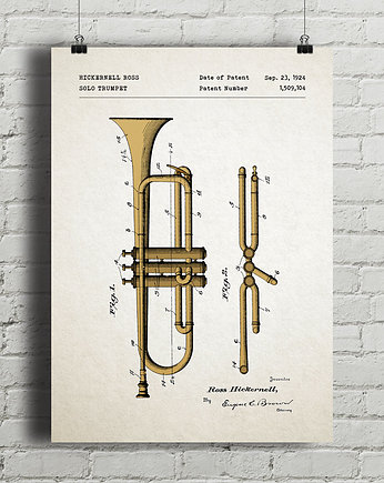 Trąbka - patent - plakat vintage
