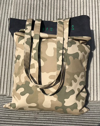 Torba typu shopper z grubej tkaniny i skóry, AGNES WESS