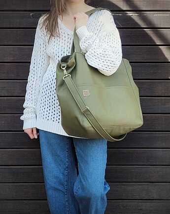 Lazy bag Pocket torba zielona ekoskóra oversize