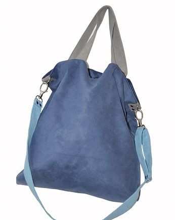 Torba hobo XXL - kobalt, szarość, błękit, PRACOWNIA 166