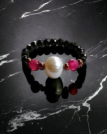Pierścionek :: magenta : perła, spinel, agat