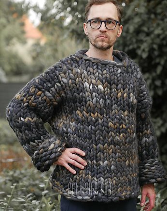 100% MERINO wełna sweter męski na drutach