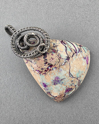 Mosa - jaspis w oksydowanym srebrze, wire wrapping