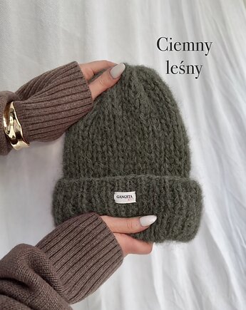 Puszysta czapka Cloud wełna merino alpaka *ciemny leśny*